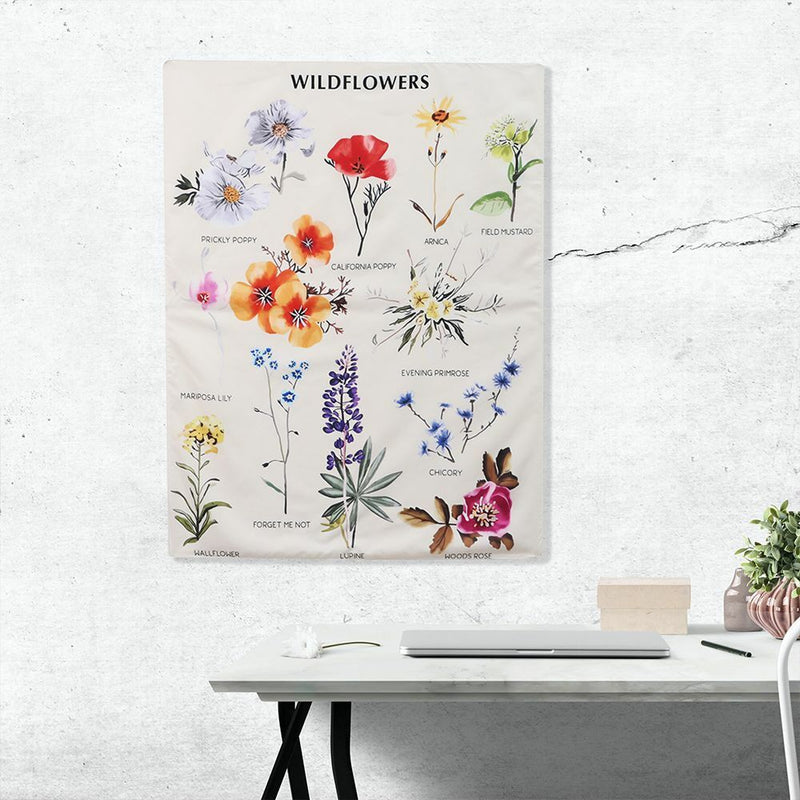 Wildflower Tapestry Bohemian Tapestries Wall Hanging Flower Reference Chart