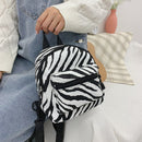 Preppy Style Canvas Zebra Print Backpack Women Travel School Rucksack (A)