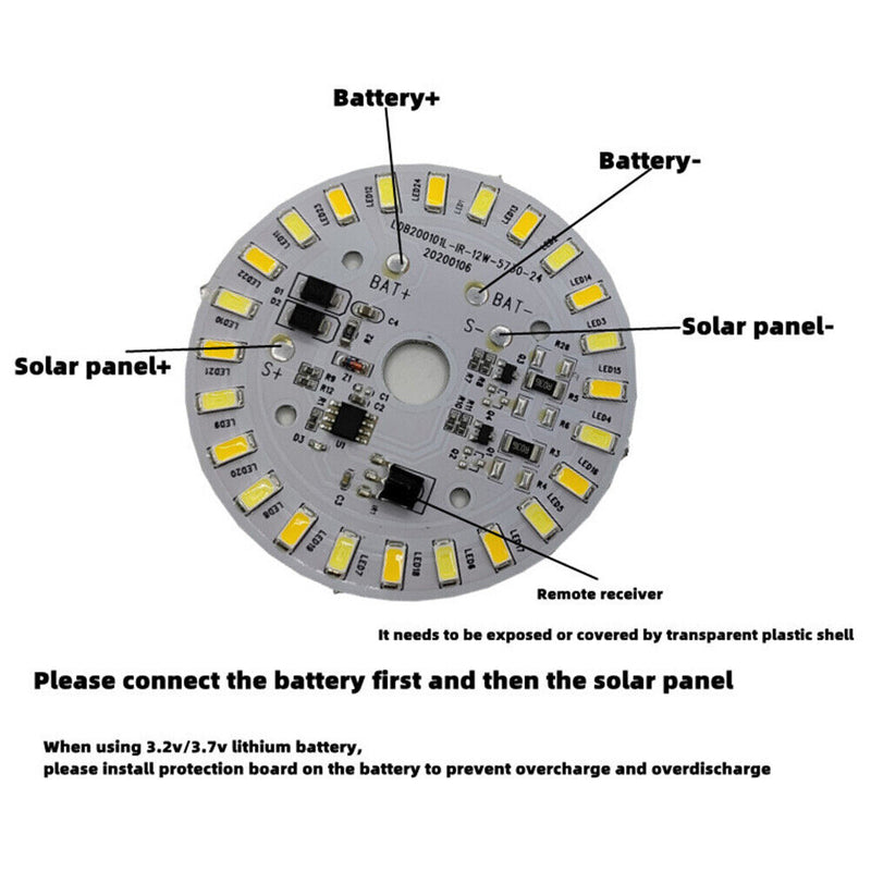 12W Remote LED Control Panel Round Solar Ceiling Lighting Circular Lamp Board