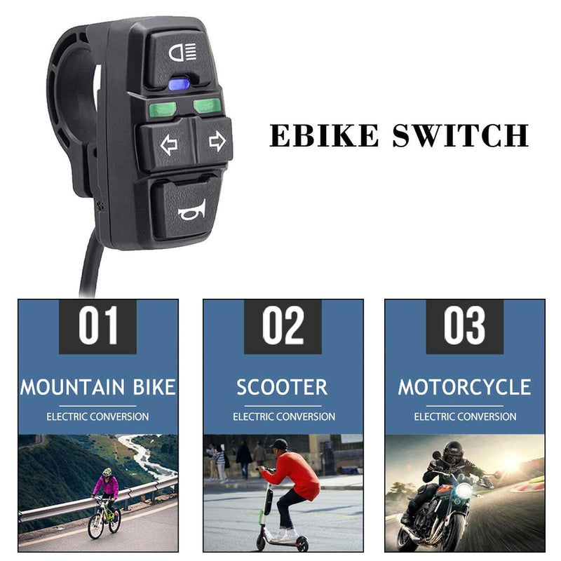 3 in1 Ebike Light Switch+Horn and Turning Light Switch Scooters Electric Bicycle