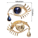 Crystal Angel's Tears Pin Clip Blue Eye Brooch Imitation Rhinestone Pins Badge