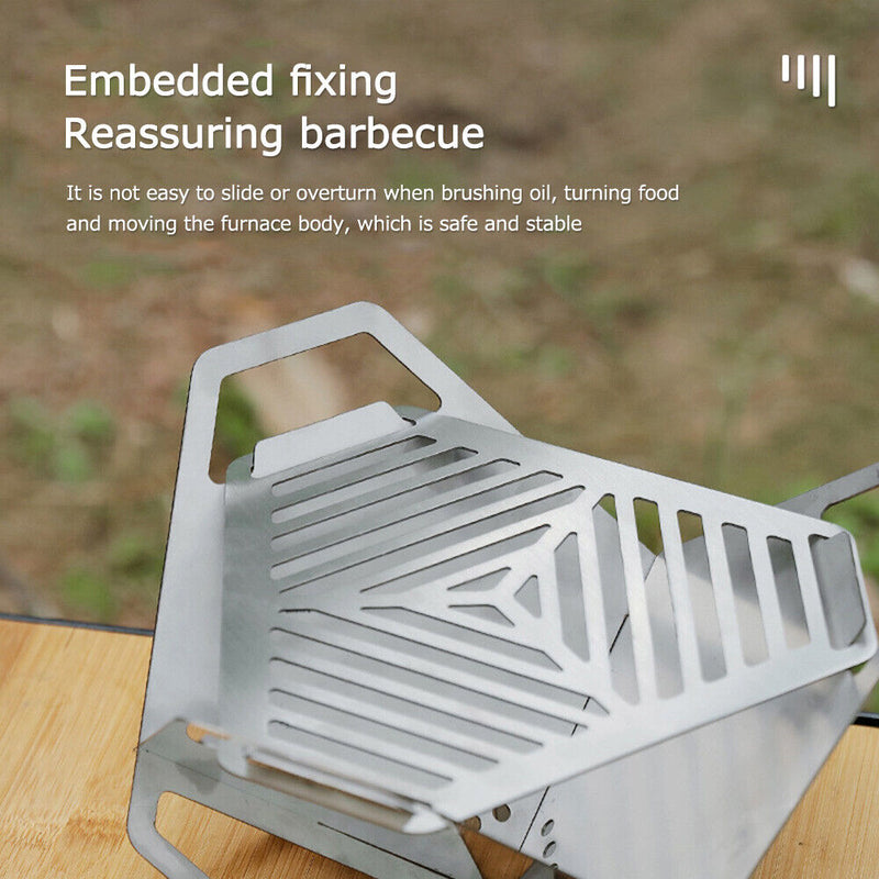Outdoor BBQ Grill Stove Portable Triangle Stainless Steel Camping Picnic Stoves