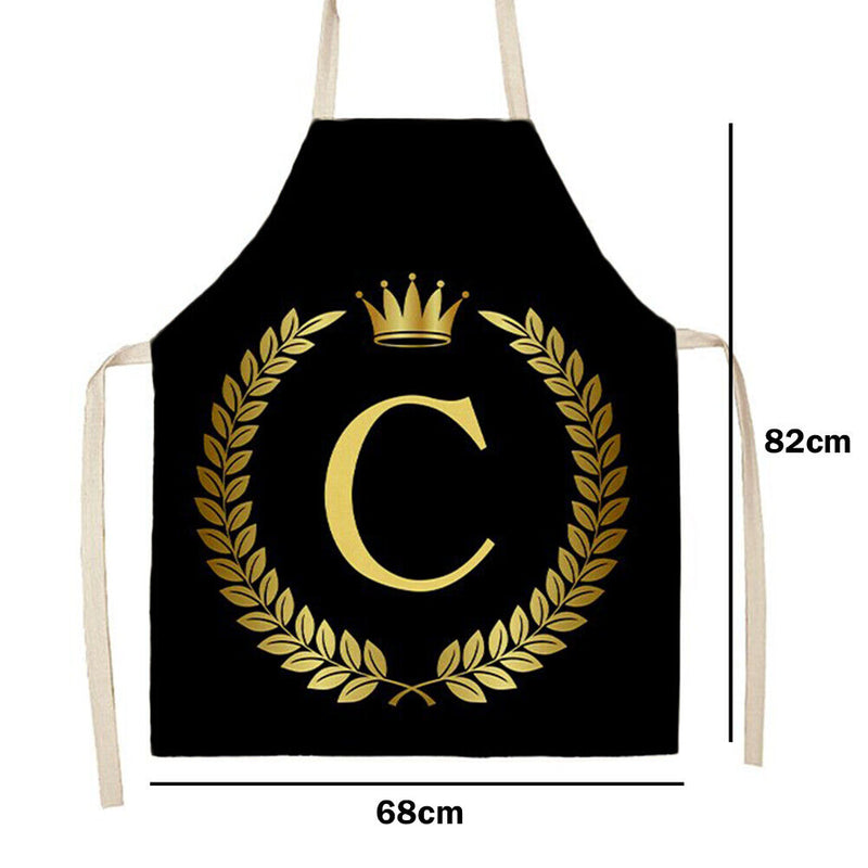 Crown C Linen Apron Waterproof Kitchen Cooking Bibs Sleeveless (82X68CM)