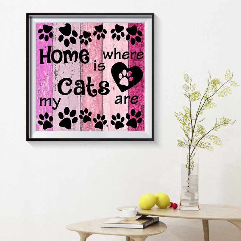 Embroidery Cat Pattern Needlework Cross Stitch Set Full Drill Diamond Painting