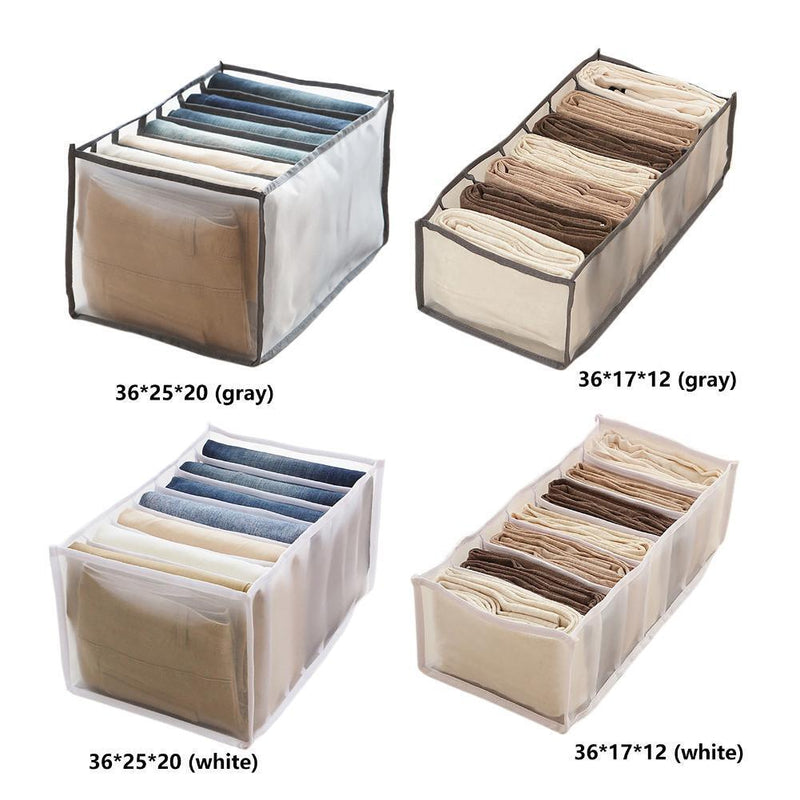 Cloth Drawer Organizer 7-Grid Pants Storage Divider for Leggings (White M)