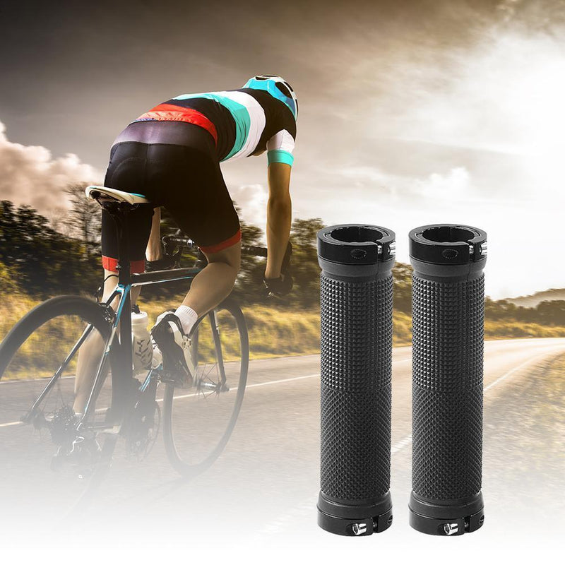 1 Pair MTB Bike Handlebar Anti-Skid Grips Rubber Bicycle Accessory (Black)