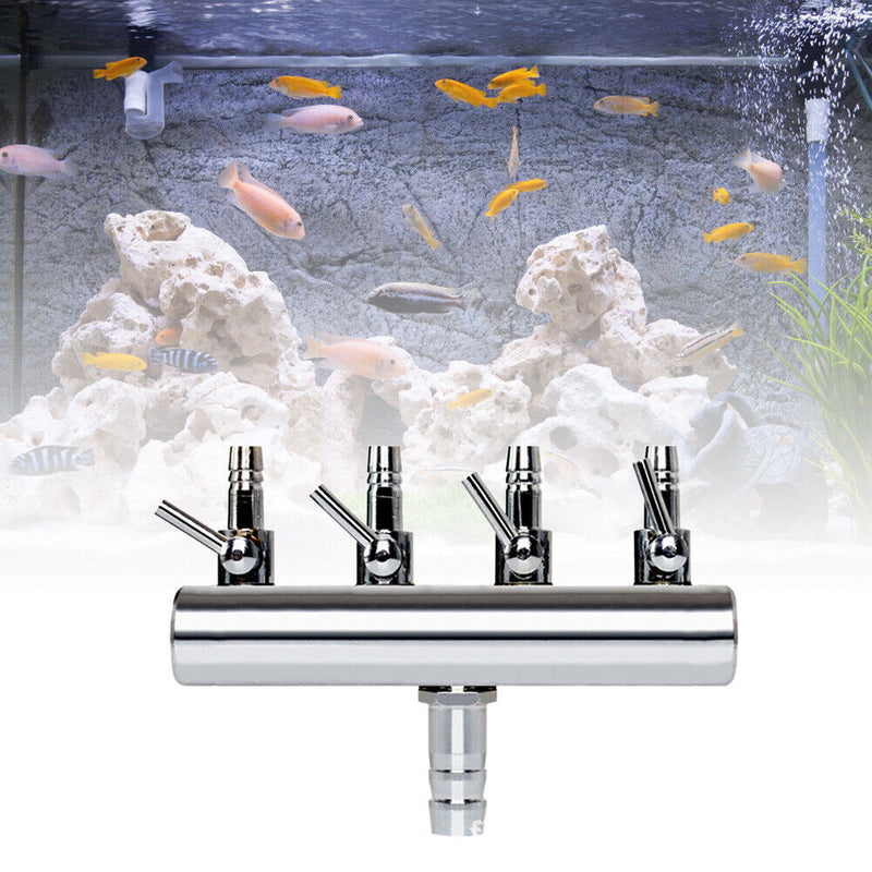 Air Oxygen Pump Aquarium Fish Tank Stainless Steel Splitter Hose (4 Ways) Newly