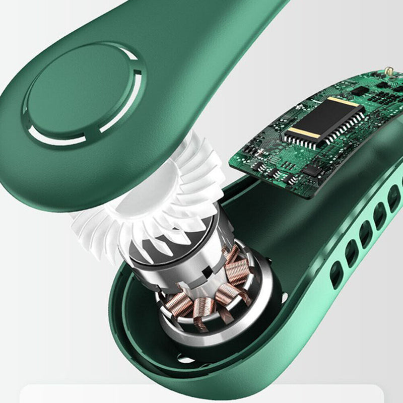 Bladeless Hanging Neck Fan Mini Leafless Fans (Green Adjustable Silicone)