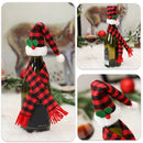 Christmas Wine Bottle Bag Washable Plaid Bottle Cap Portable Home Party Ornament