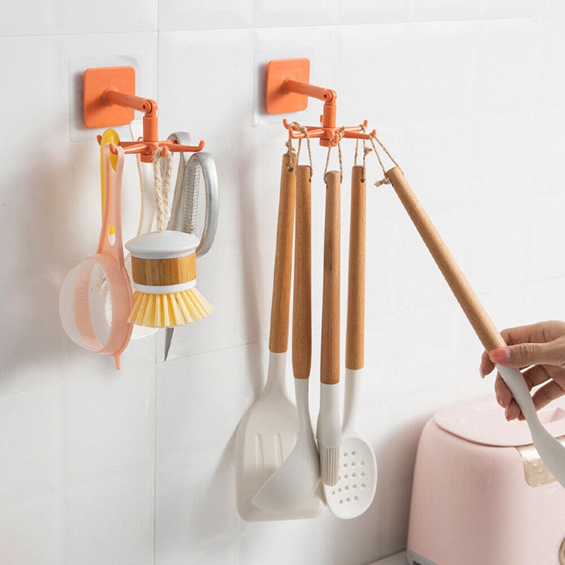 Universal Six-Claw Storage Hooks Kitchen 360-Degree Rotatable Rack Gadgets