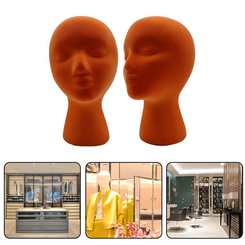 Female Styling EPS Flocking Head Mold Wig Glasses Holder Stand (Orange) Newly