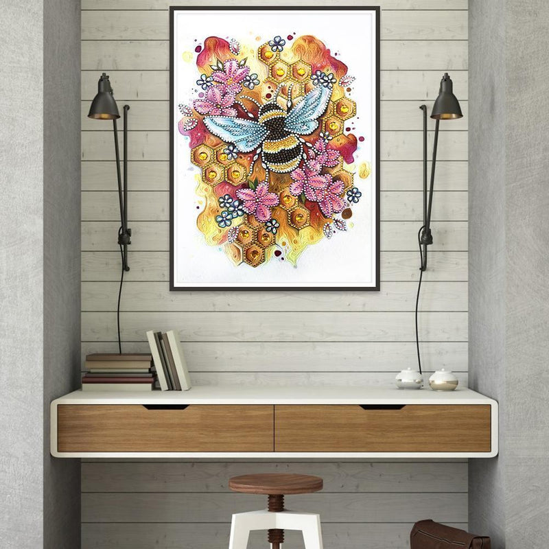 5D DIY Special Shaped Diamond Painting Bee Embroidery Mosaic Kits Wall Decor