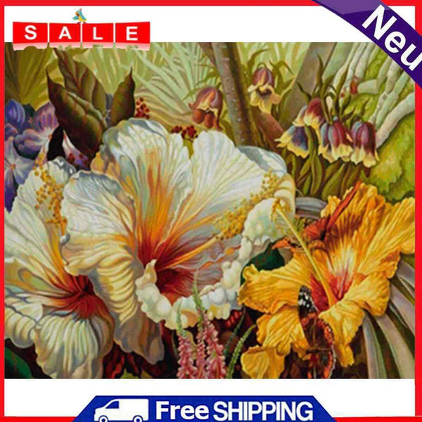 Frameless Painting By Numbers DIY Warm Flower Hand Painted Oil Picture Craft