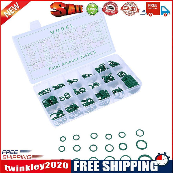265pcs Universal 18 Size Car Air Conditioner O Ring Seal Circle Kit (Green)