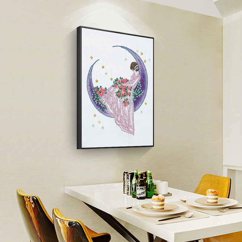 Girl Moon 5D DIY Home Wall Decor Art Diamond Embroidery Special Shaped Painting