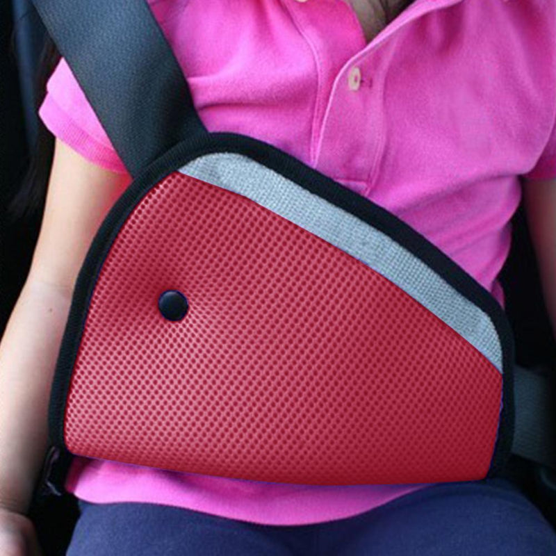 Kids Car Safe Fit Seat Belt Adjuster Baby Triangle Safety Device (Wine Red)