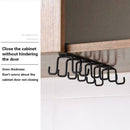 6 Hooks Cup Holder Kitchen Cabinet Shelf Storage Black Organizer Rack L2I1