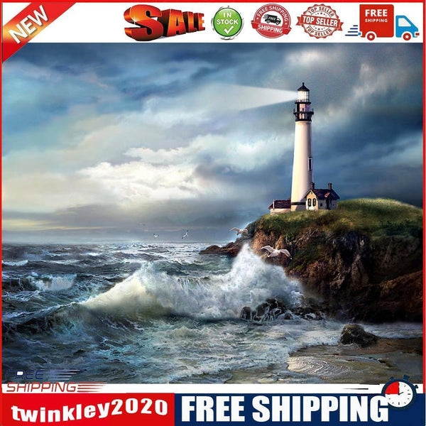 Lighthouse Drawing Frameless DIY Oil Paint by Numbers Canvas Home Decor Kit
