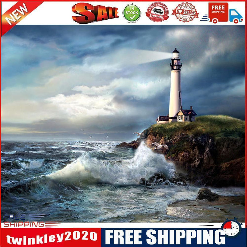 Lighthouse Drawing Frameless DIY Oil Paint by Numbers Canvas Home Decor Kit