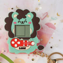 ABS Handheld Game Console Lion Shaped Nostalgic Toys Keychain Design (Green