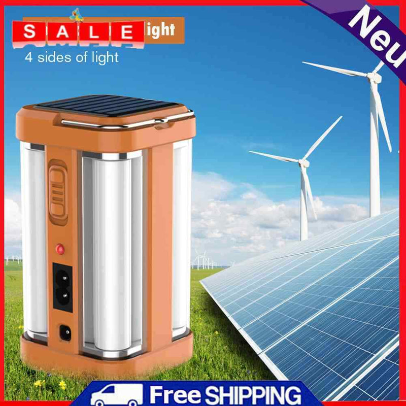 Portable Solar LED Lantern, 4 Sides, Rechargeable Outdoor Camping Emergency Lamp