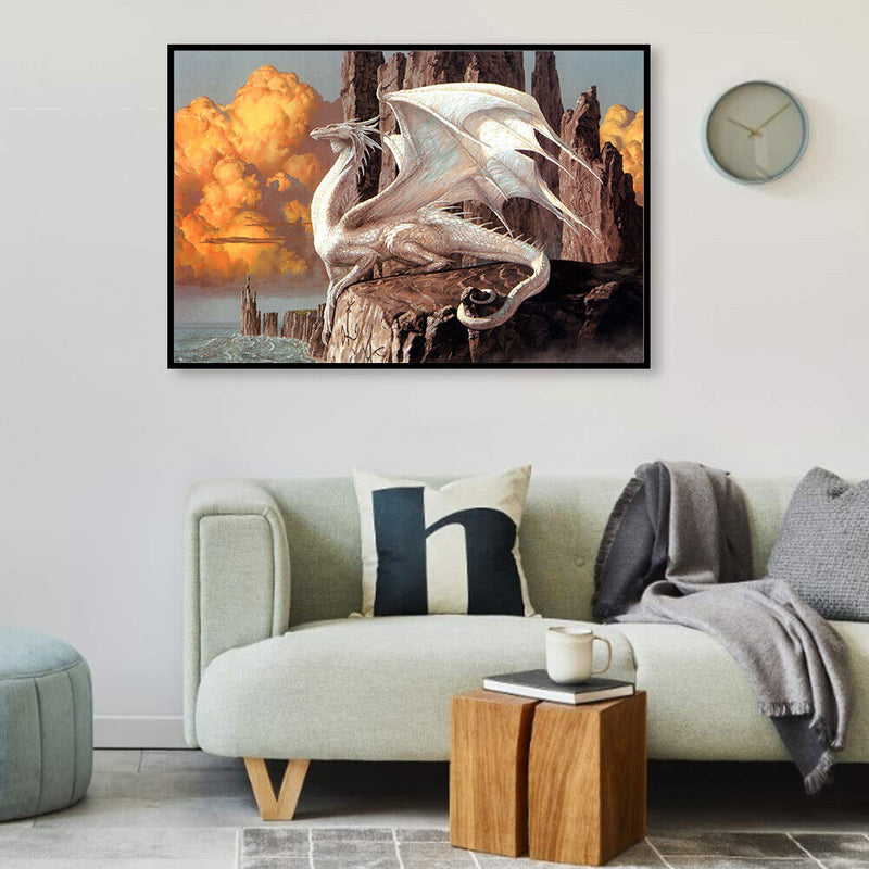 5D DIY Full Round Drill Diamond Painting Cartoon Dragon Home Wall Art Craft Gift