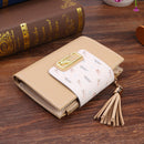 Tassels Women Short Wallet PU Leather Clutch Card Bag Female Purse (Coffee)