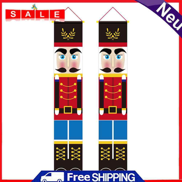 2pcs Oxford Christmas Door Banner Festival Decor Door Curtain Hanging Cloth