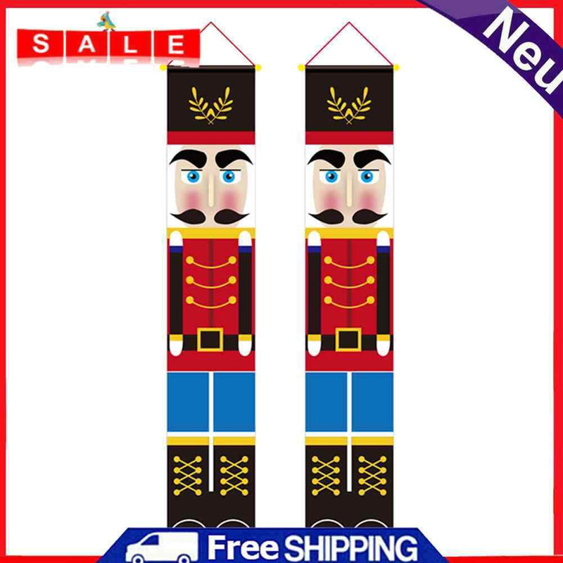 2pcs Oxford Christmas Door Banner Festival Decor Door Curtain Hanging Cloth