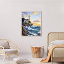 DIY Mosaic Seaside Lighthouse Rhinestone Drawing Full Round Diamond Painting Kit