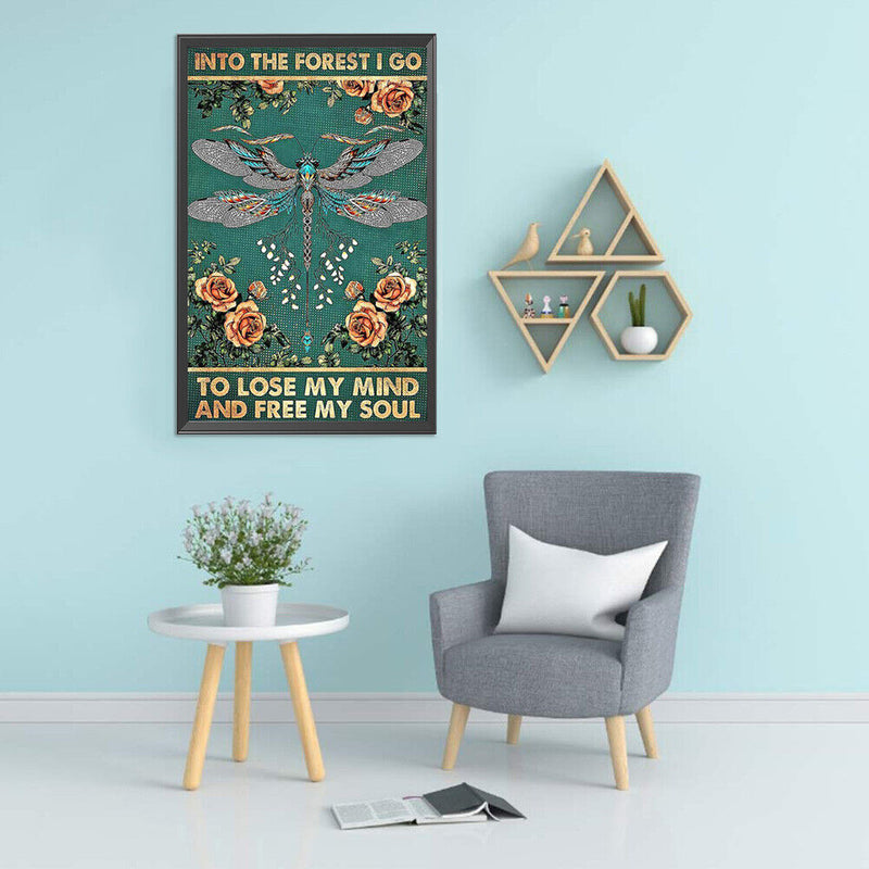 Full Cross Stitch Handcraft 11CT Stamped Dragonfly Needlework DIY Home Ornament