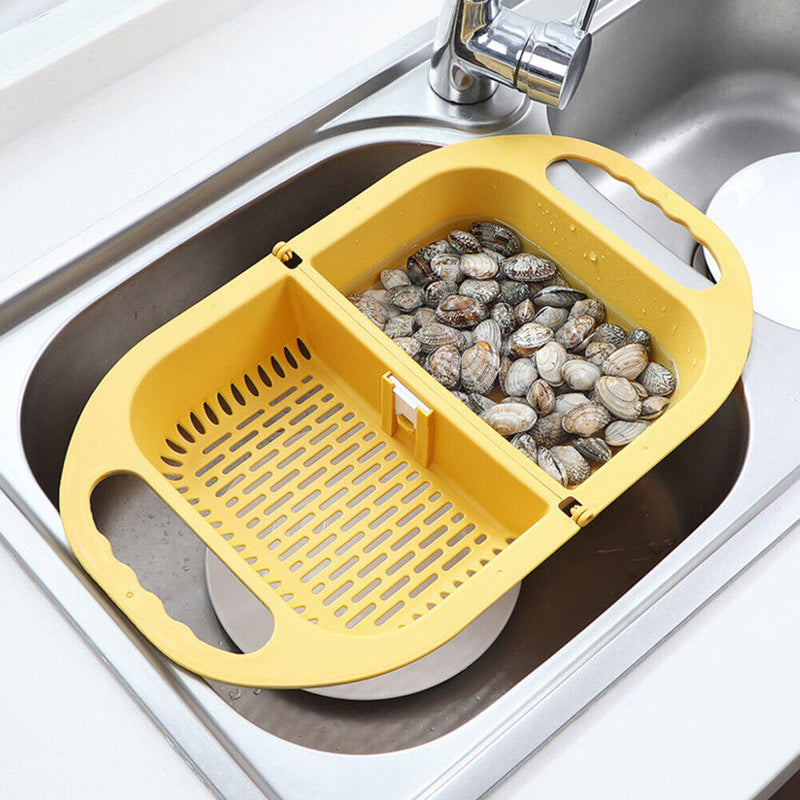 Foldable Drain Basket Fruit Vegetable Washing Sink Drainer for Kitchen Tool
