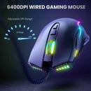 ONIKUMA CW905 USB Wired Mouse Non-Slip 6-Gear Adjustable RGB Mouse (Black)