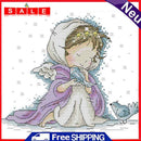 Partial Embroidery Stamped Cross Stitch 14CT DIY Cotton Art Angel with Birds Kit
