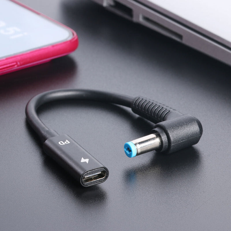PD USB C Female to Right Angle DC Connector Adapter for Laptop (5.5x1.7mm)