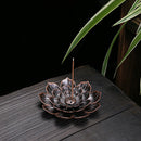 Sandalwood Stick Burner Censer Buddhism Bronze Lotus Incense Line Holder Decor