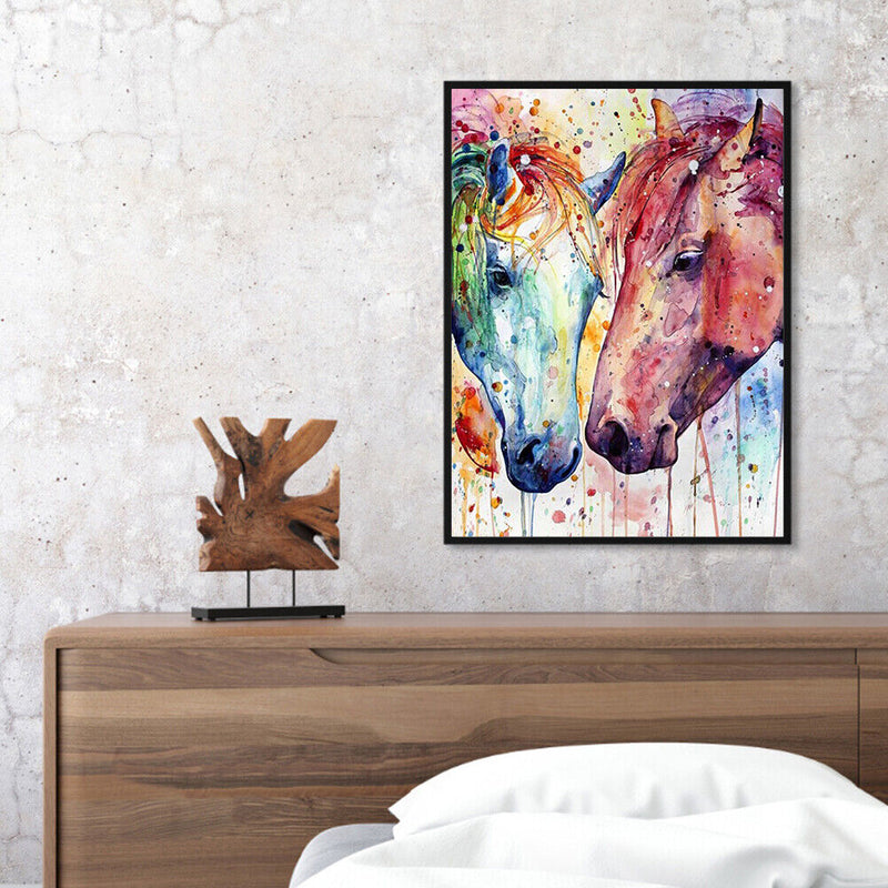 Hand Painted Oil Paint by Numbers DIY Horse Drawing Wall Hanging Decoration