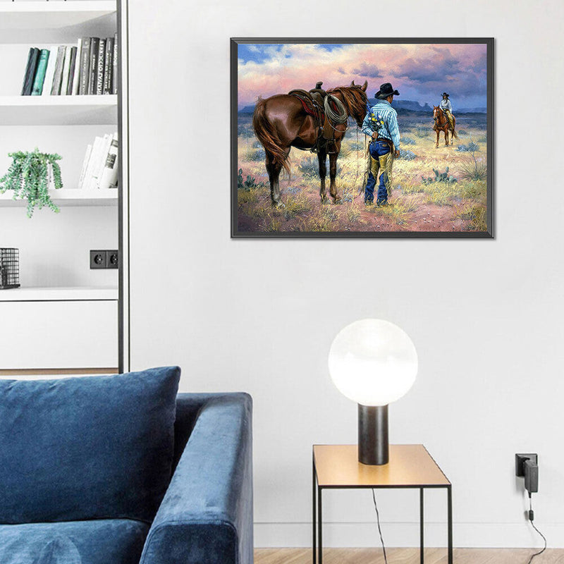 Cowboy Couple Oil Paint By Numbers Kits Canvas Picture Wall Art DIY Craft D