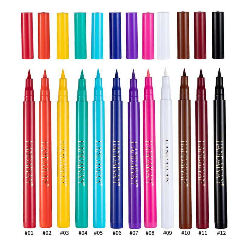 12pcs Non Blooming Liquid Colorful Eyeliner Waterproof Matte Makeup Pencil
