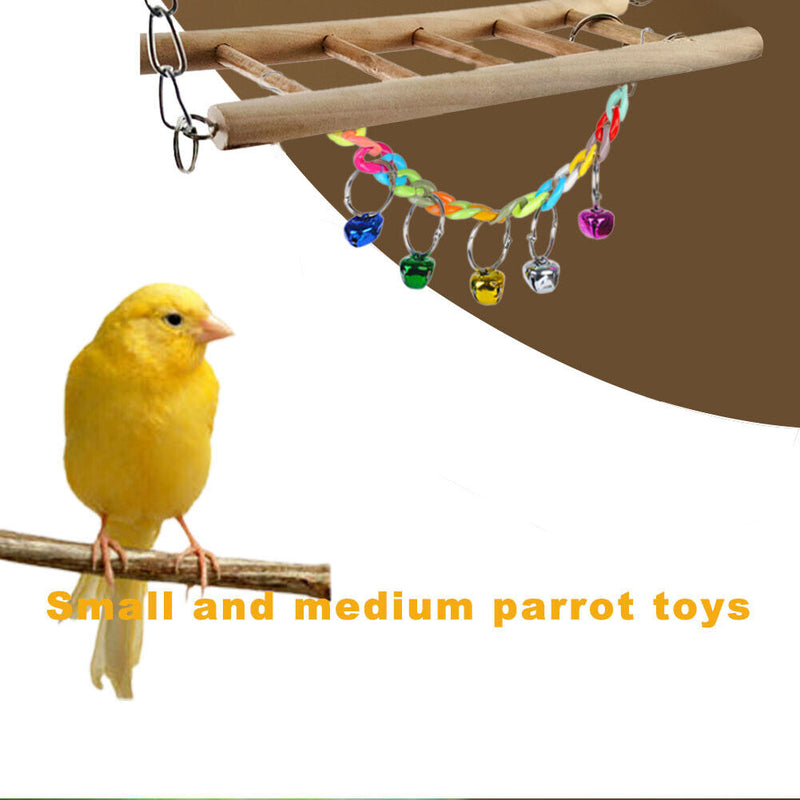 Small Parrot Bell Colorful Handmade Pet Jewelry Hanging Cage Bell Swing (C)