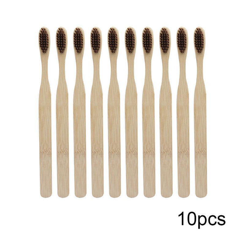 10pcs Environmental Soft Head Bamboo Oral Care Eco Toothbrush(Dark Brown)