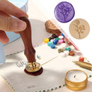Wax Seal Plant Pattern Retro Wood Handle Sealing Wax Stamp for Envelope Wedding