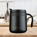 350ml Stainless Steel Vacuum Flask Handle Lid Portable Water Cup (Black)