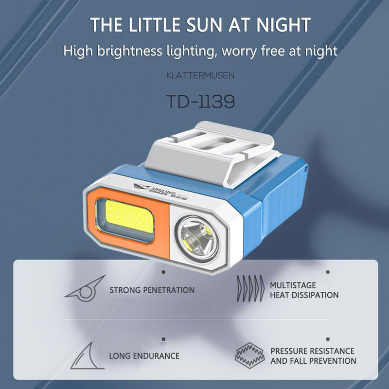 COB LED Sensor Headlamp Waterproof Headlight Clip-on Cap Torch Light (Grey)