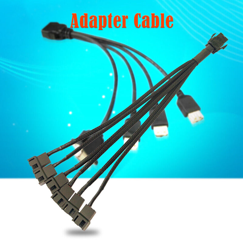 Computer Cooler Cooling Fan Splitter 6 PIN to 6x4PIN 12V Power Cable Wire