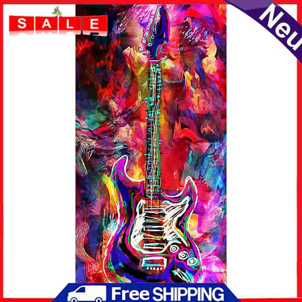 Abstract Guitar Oil Paint By Numbers Kit DIY Handpainted on Canvas Wall Unframed