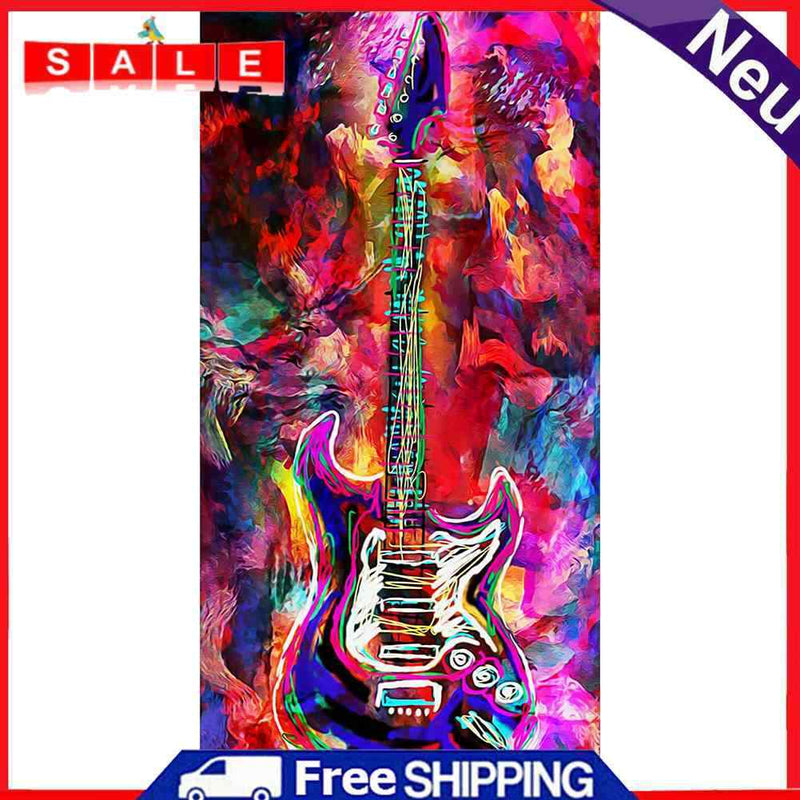 Abstract Guitar Oil Paint By Numbers Kit DIY Handpainted on Canvas Wall Unframed