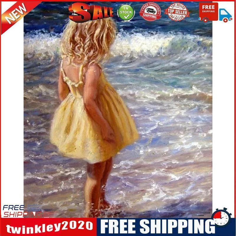 Frameless Oil Paint By Numbers Sea Girl DIY Canvas Picture Craft for Home