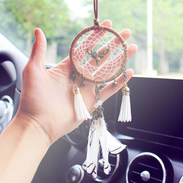 Decorative Handmade Feather Wind Chimes Car Pendant Hanging Dream Catcher