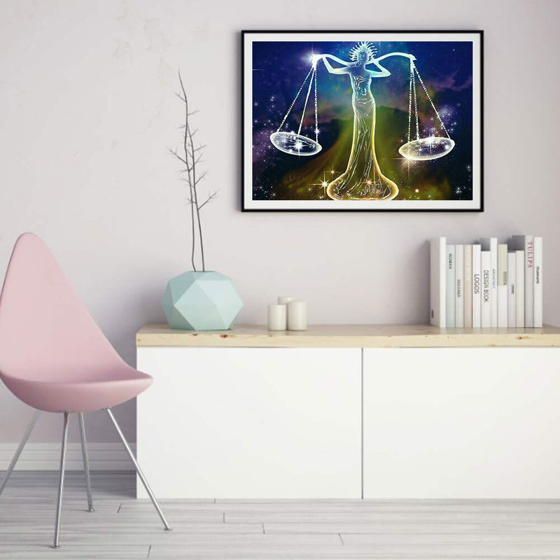 5D DIY Diamond Painting Full Round Drill Libra Mosaic Rhinestone Art Home Crafts